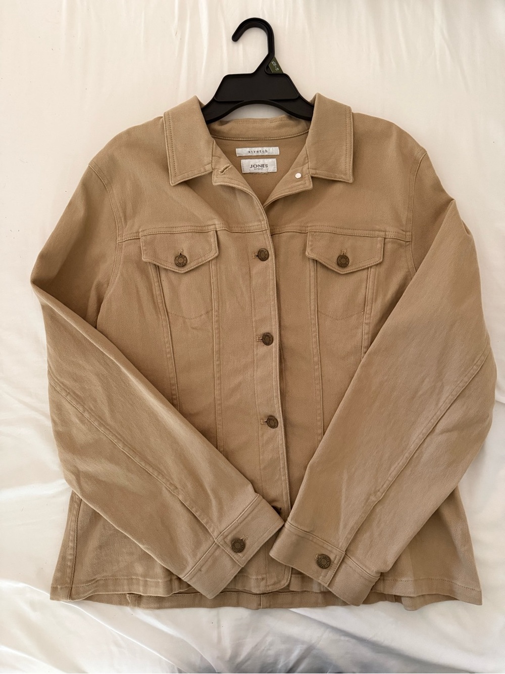 Jones New York Beige Button-Front Jean Jacket